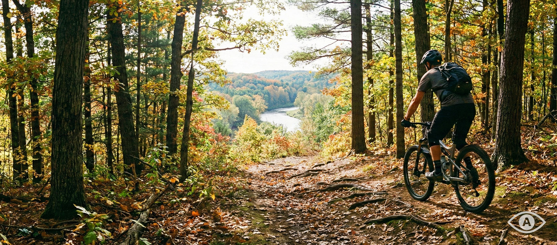Michigan mountain biking AI-generated image.