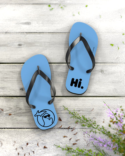 MI Says Hi™ - Flip Flops - Light Blue