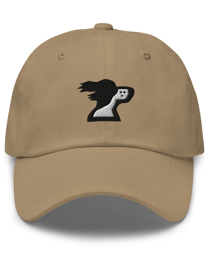 Khaki dad hat with springer spaniel dog logo by the Harbor Springer brand.