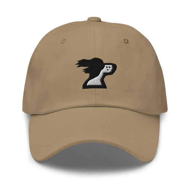 Khaki dad hat with springer spaniel dog logo by the Harbor Springer brand.