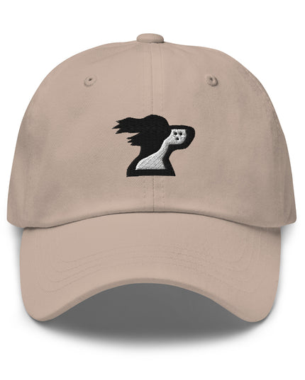 Stone color dad hat with brand logo by the Harbor Springer brand.