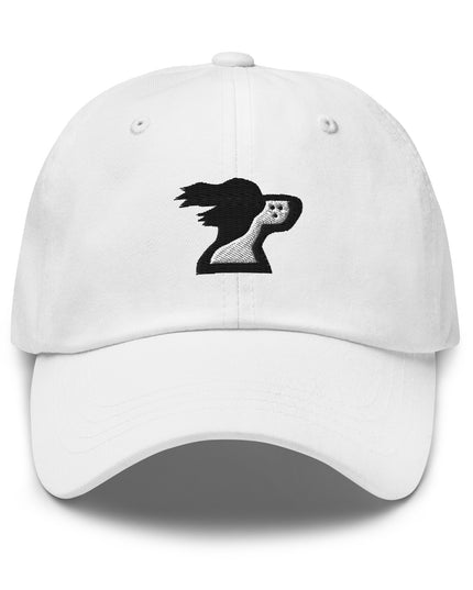 White color dad hat with brand logo by the Harbor Springer brand.